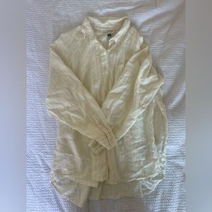 Linen Yellow Beach Shirt - Size XL 💛🤍